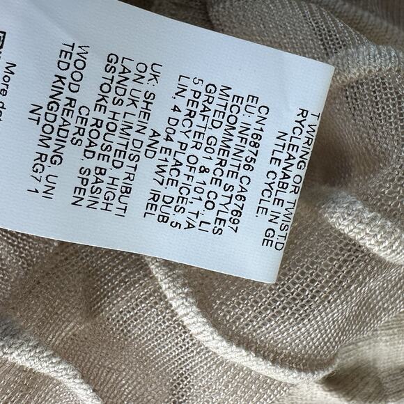 anewsta long sleeve beige maxi sweater dress sheer bottom cowl neck Size L - Picture 6 of 6